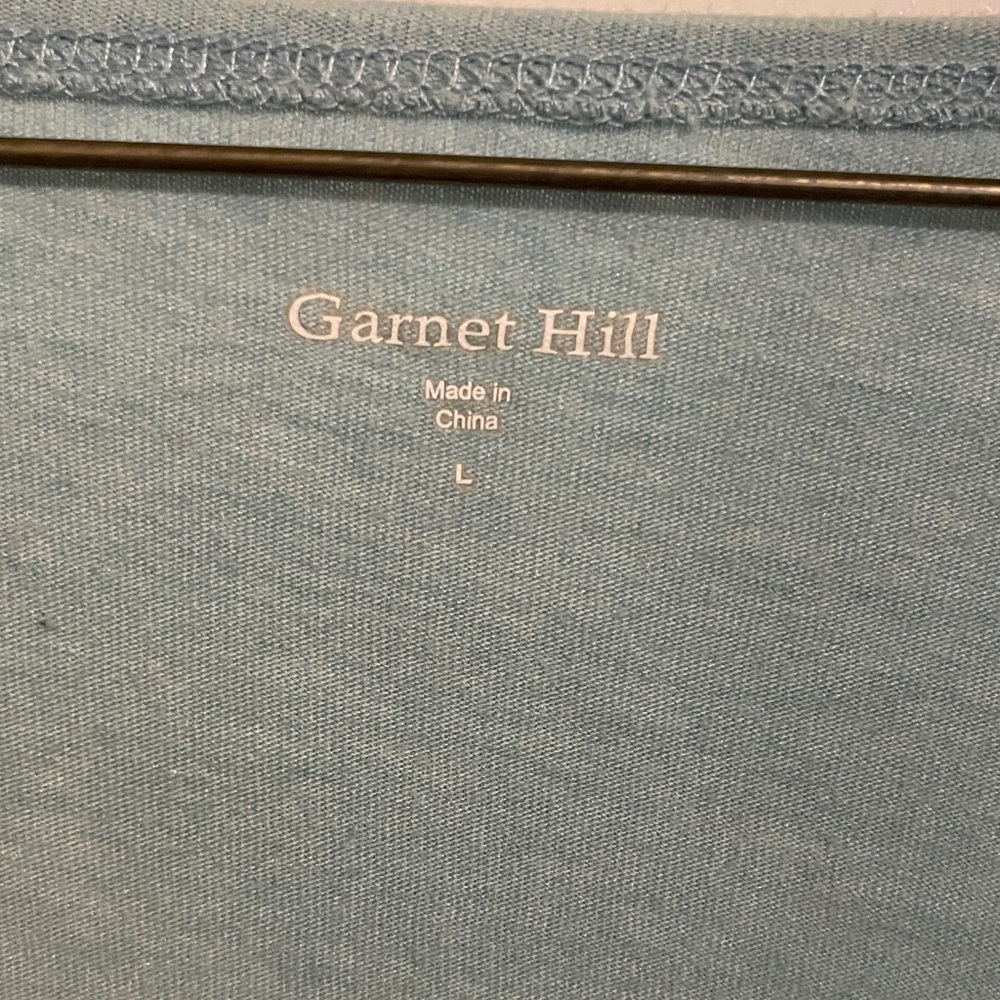 Garnet Hill Light Blue Floral Embroidered Long Sleeve Top - Picture 2 of 3